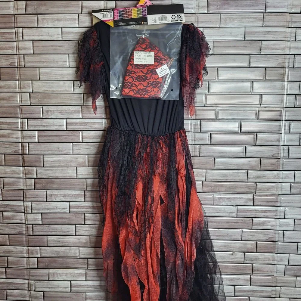 New Countessa Halloween Costume Girl's Size Large 10-12 Black Dress‎ Up Outfit